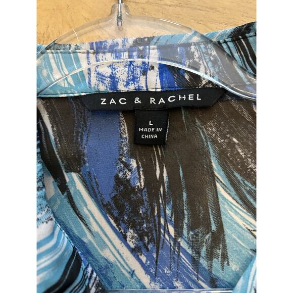 sheer tropical Women’s Blouse sea blue ocean vacation long Sleeve resort wear L - Picture 8 of 8